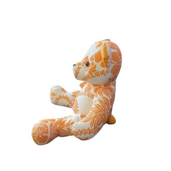 The Wow! Company Orange White Floral Hawaiian Print Teddy Bear Plush Stuffed Toy - Picture 3 of 9